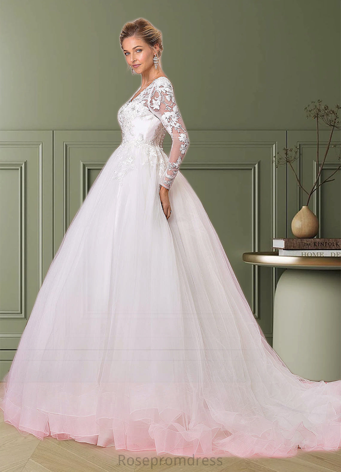 Natalie A-Line Sequins Tulle Chapel Train Dress SRSP0020096