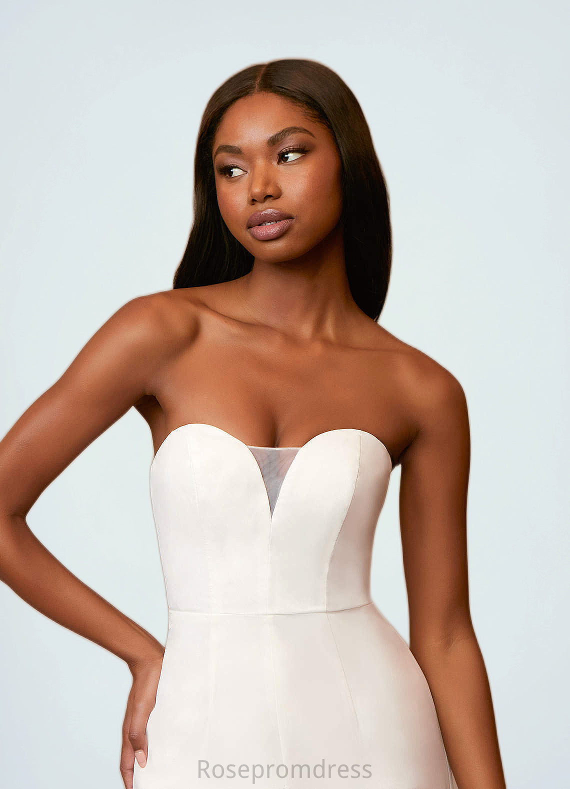 Marie Strapless Sweetheart Neckline Chiffon Jumpsuit Diamond White SRSP0020064