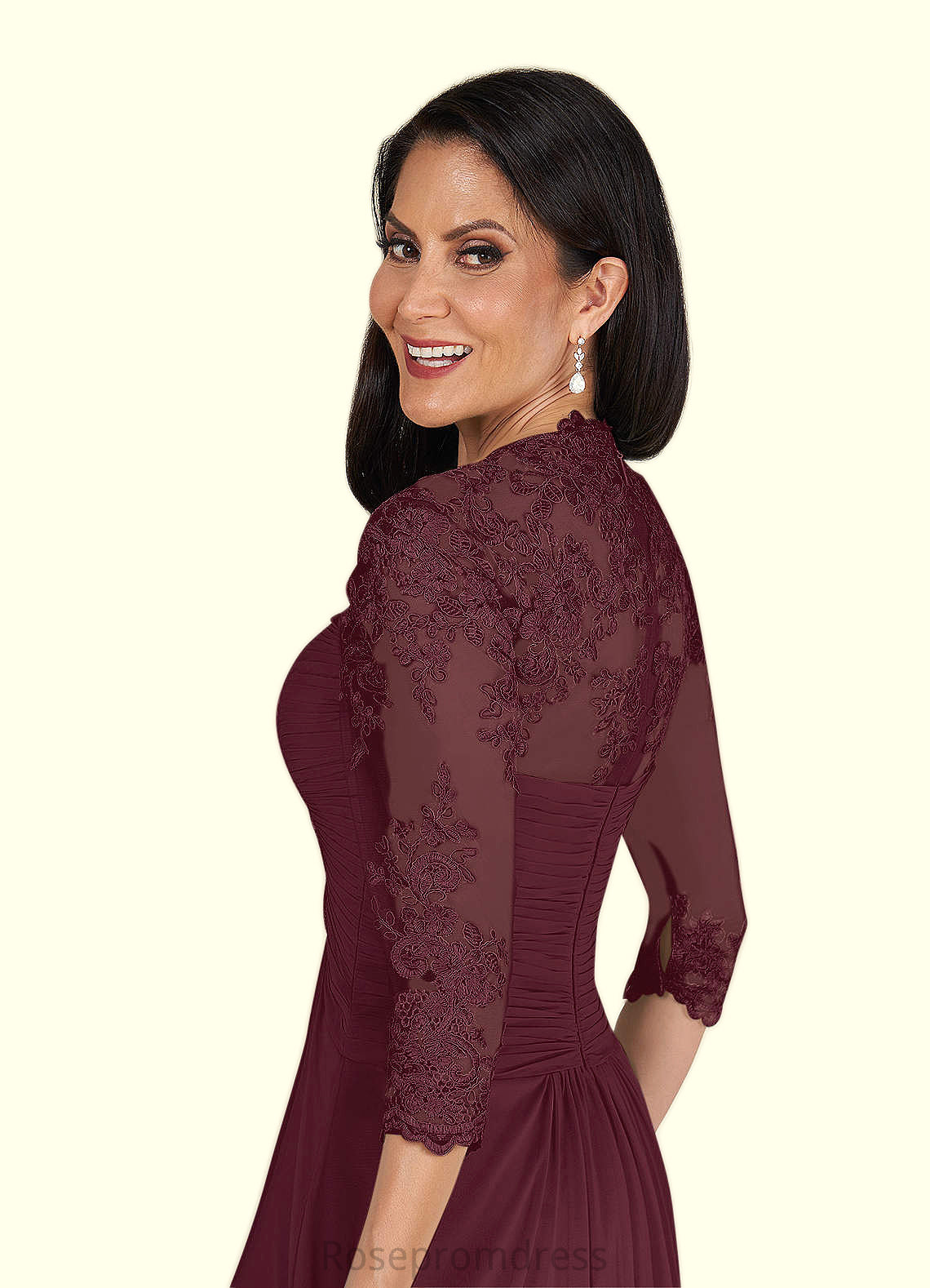 Janiya A-Line Lace Chiffon Asymmetrical Dress SRSP0019875