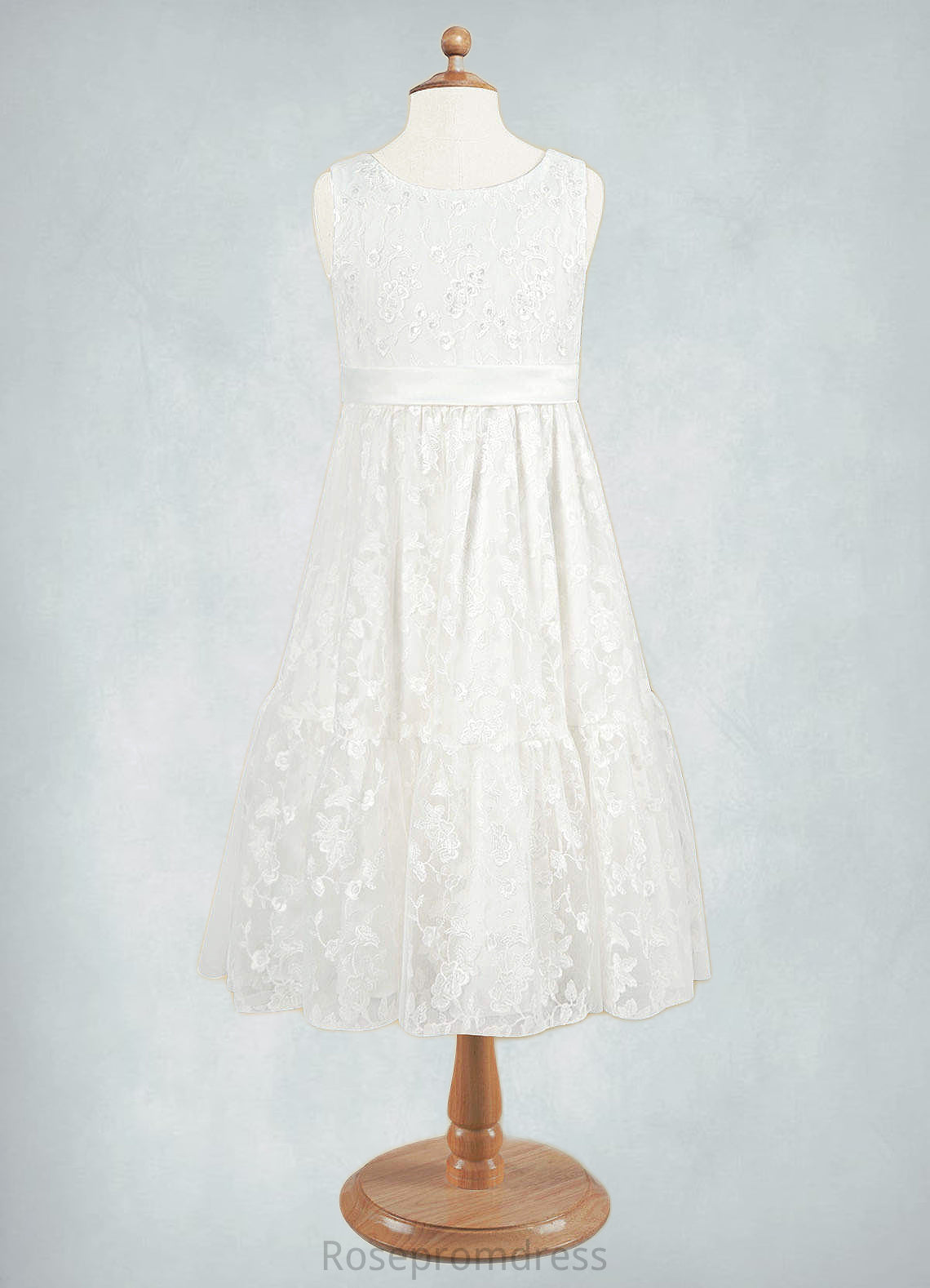 Aubrey A-Line Sequins Lace Tea-Length Dress SRSP0020244