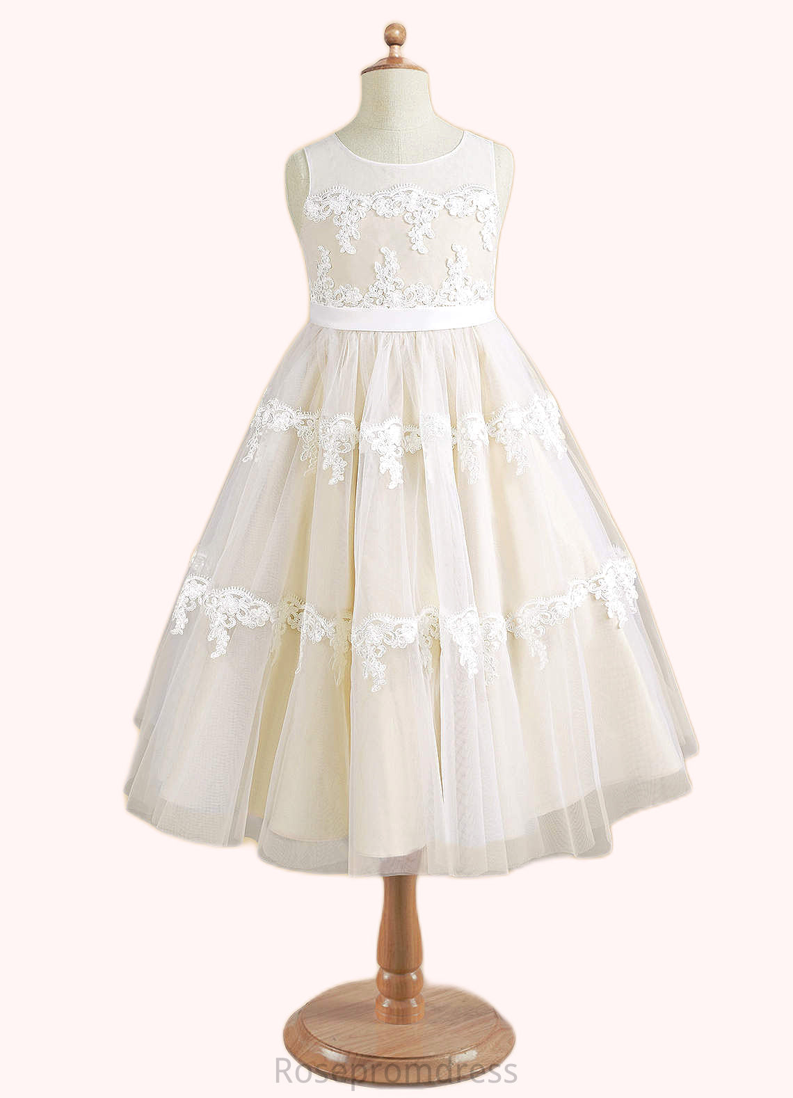 Natalie A-Line Lace Tulle Tea-Length Dress SRSP0020249