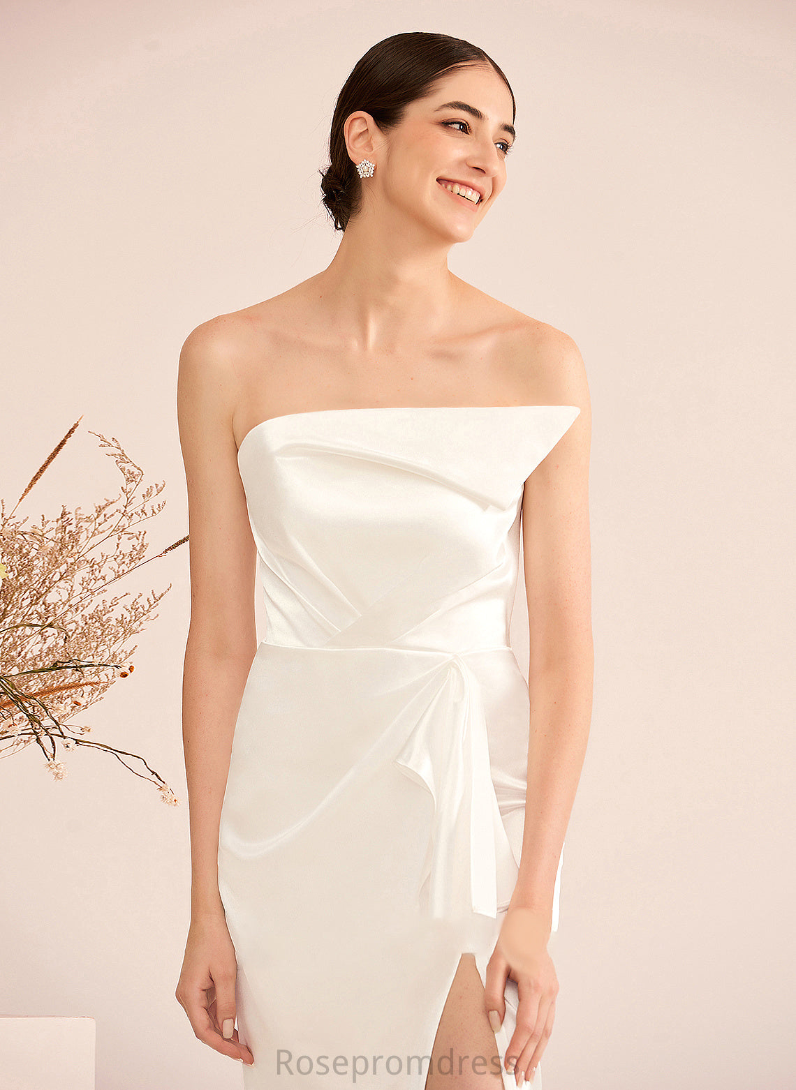 Floor-Length Sheath/Column Dress Wedding Dresses With Wedding Split Front Sloane Sweetheart Ruffle
