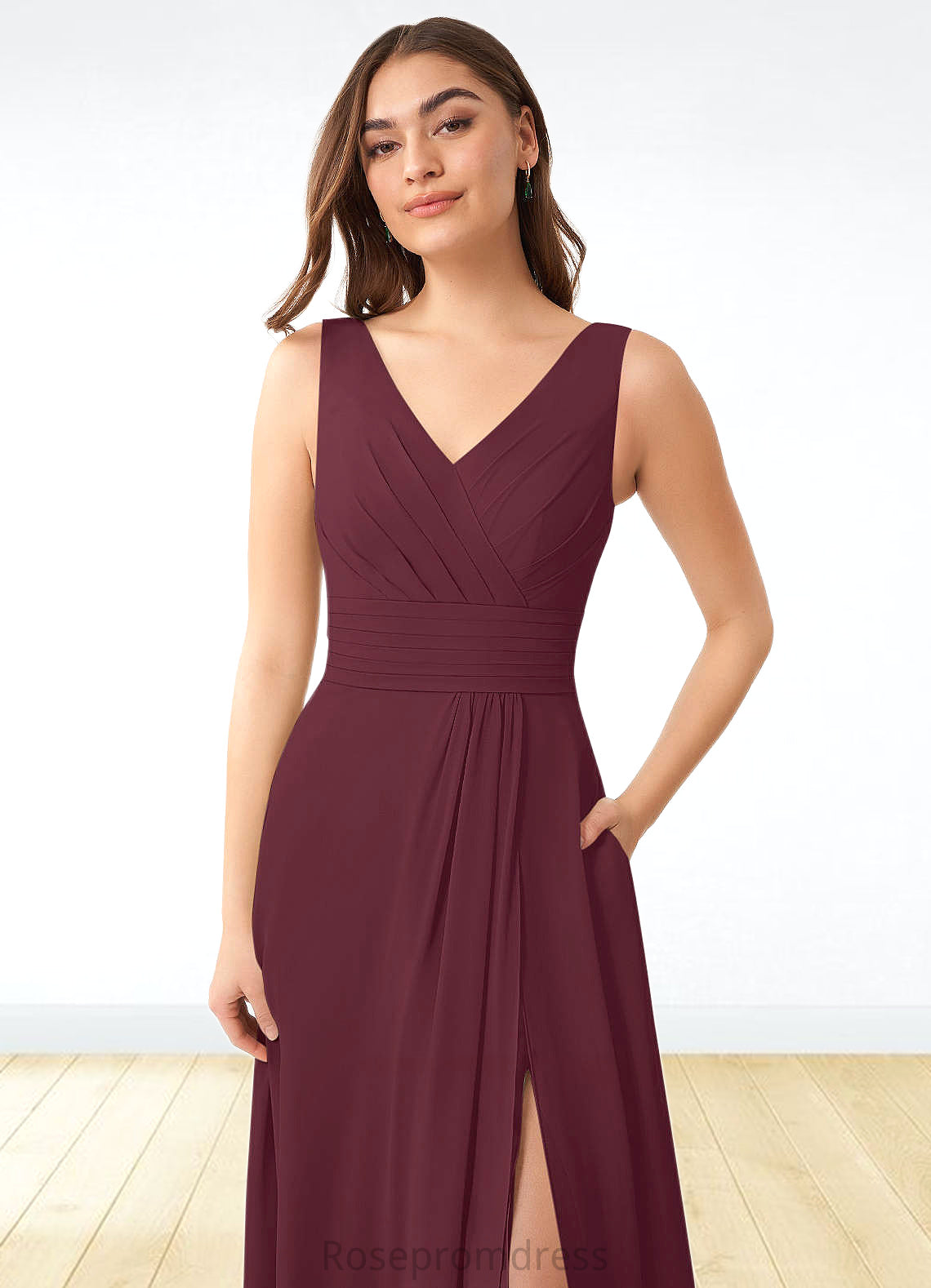 Alice A-Line Pleated Chiffon Floor-Length Dress SRSP0019671