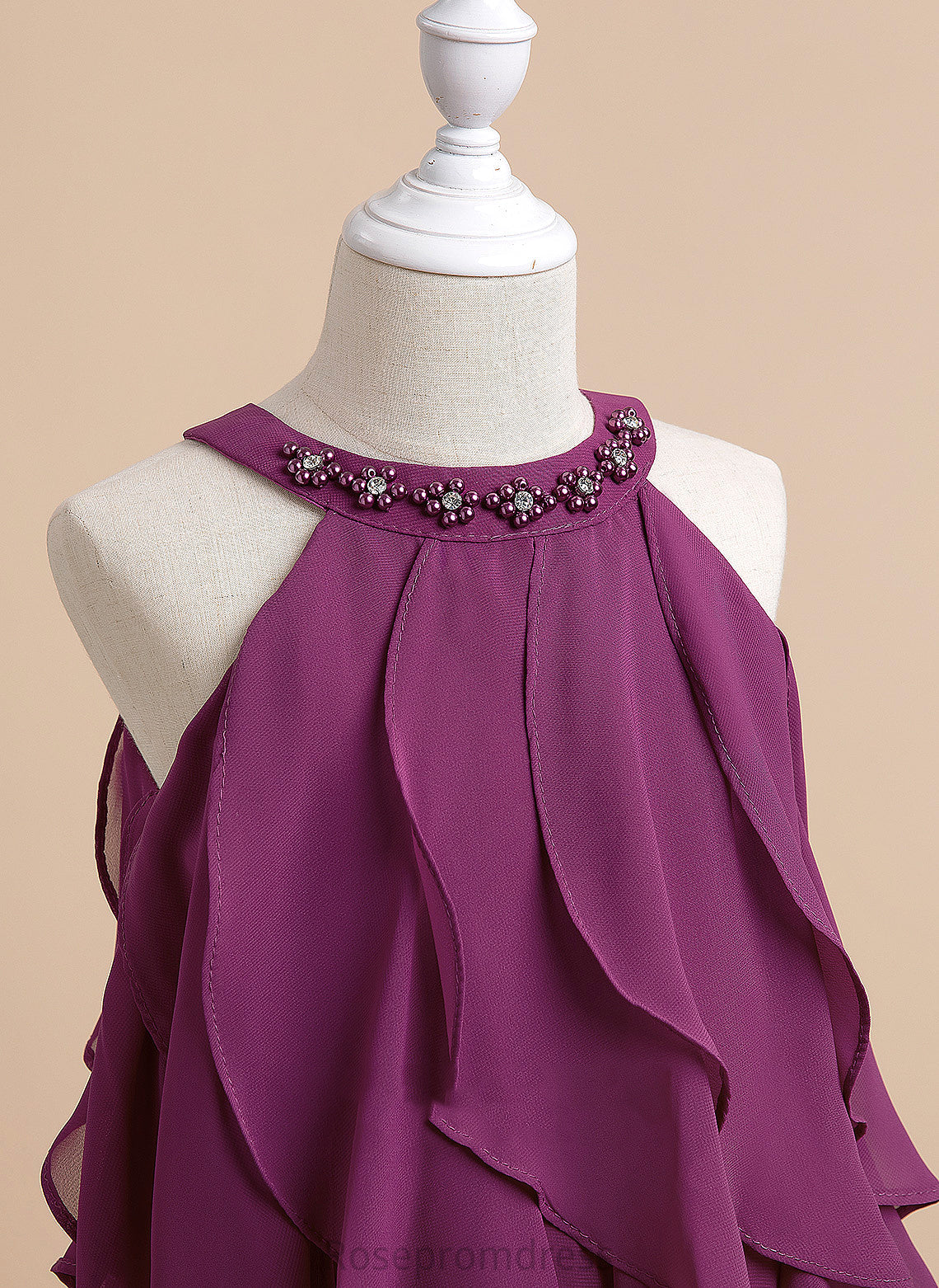 Neck Scalloped Isabell Flower Girl Chiffon Tea-length Flower Girl Dresses A-Line - Dress With Beading Sleeveless