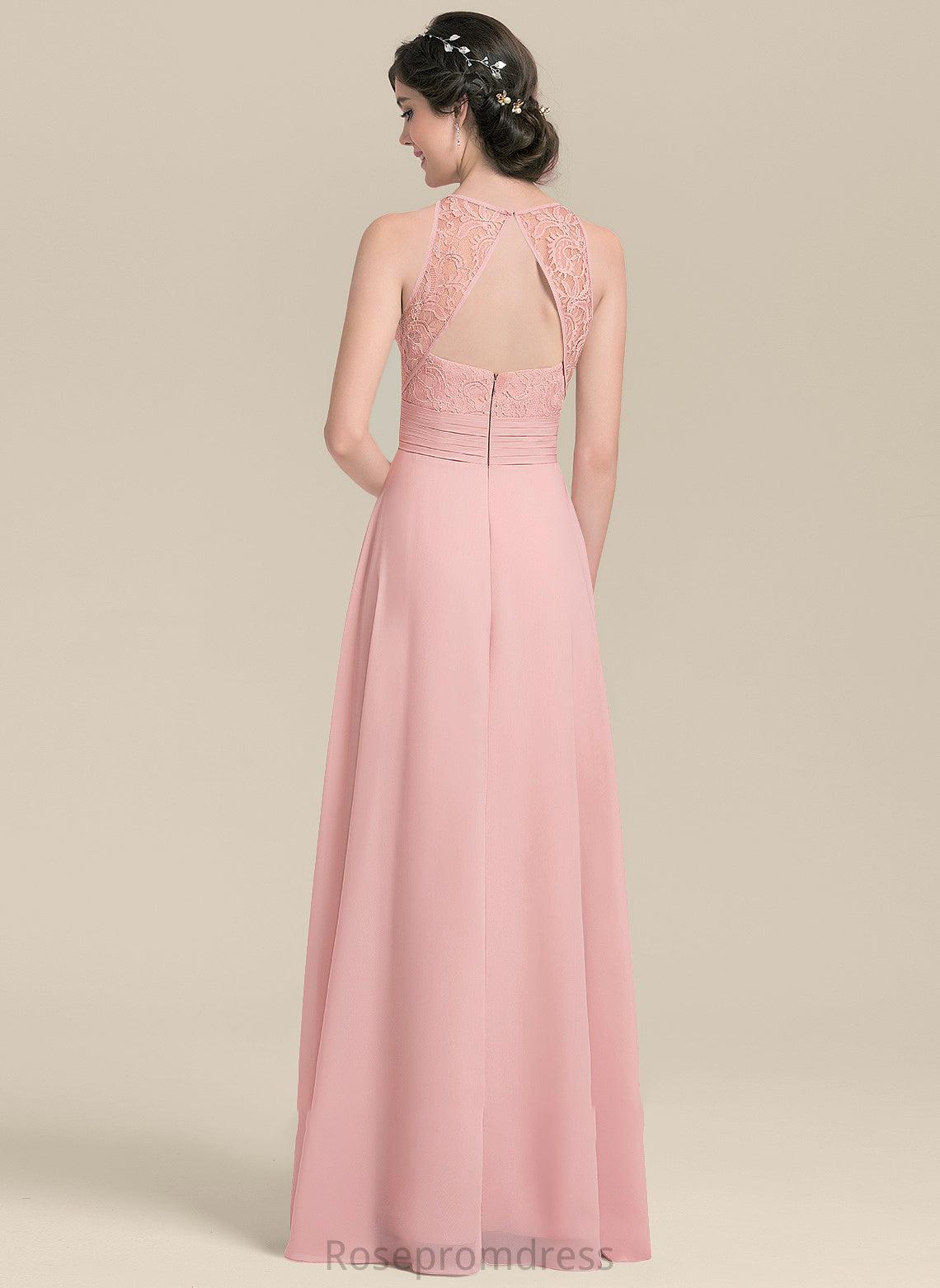 A-Line Ruffle Silhouette ScoopNeck Embellishment SplitFront Floor-Length Fabric Neckline Length Deja Spaghetti Staps Bridesmaid Dresses