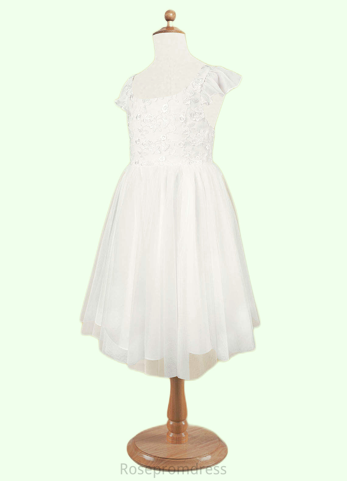 Natalia Lace Bow Tulle Knee-Length Dress SRSP0020241
