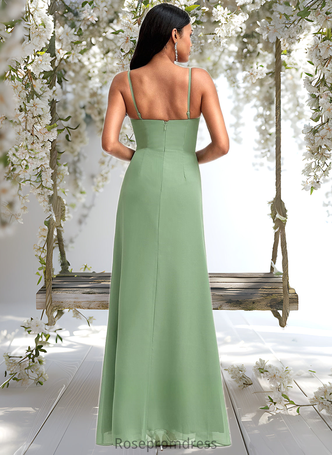 Lilith A-line Cowl Floor-Length Chiffon Bridesmaid Dress DSP0025741