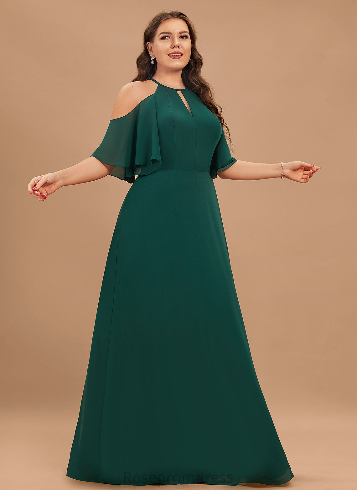 A-line Fabric SpaghettiStraps Floor-Length 1/2Sleeves Length Silhouette Straps&Sleeves FullyLined Kamryn Sleeveless Floor Length Bridesmaid Dresses