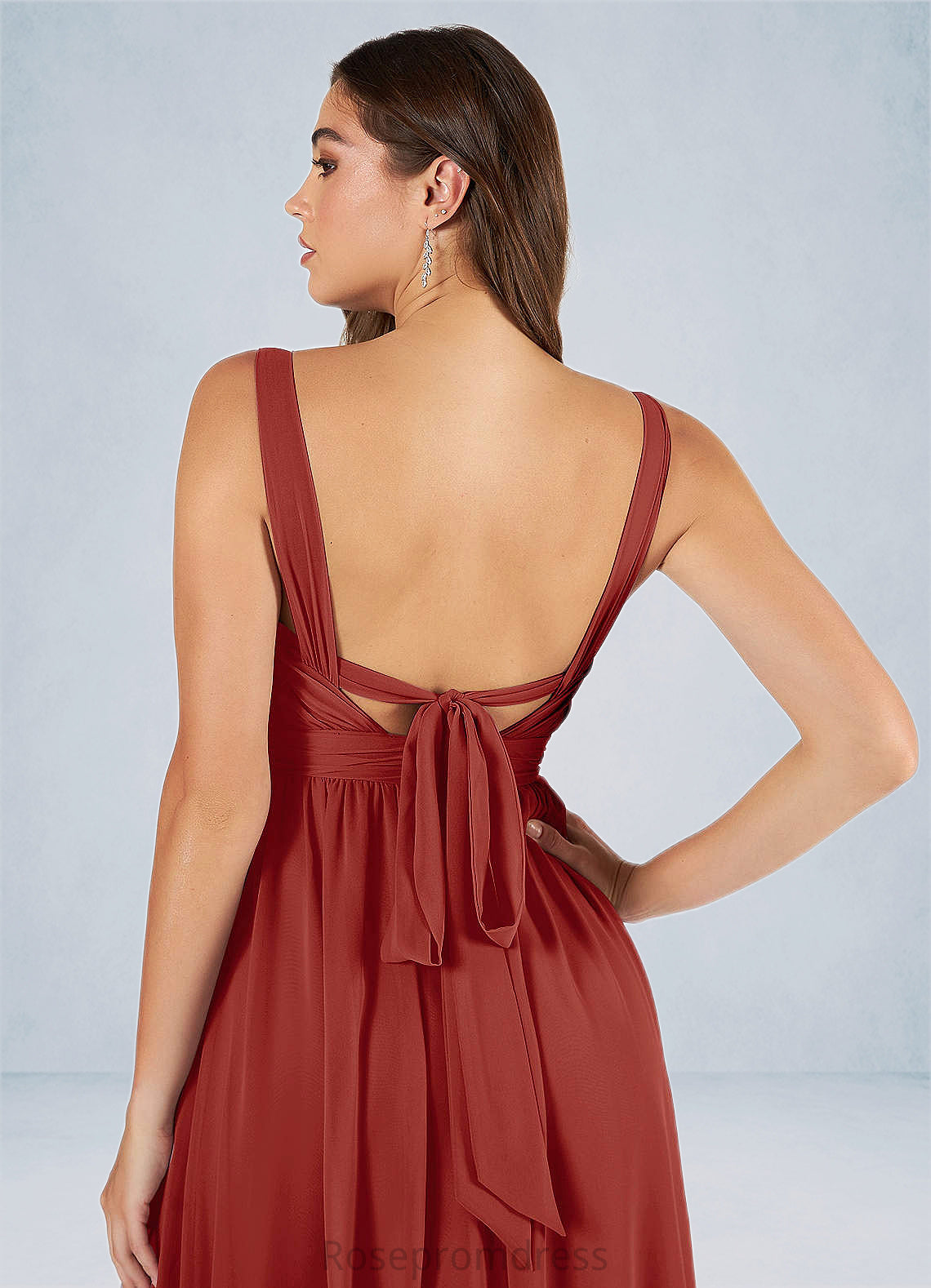 Audrey A-Line Pleated Chiffon Floor-Length Dress SRSP0019643