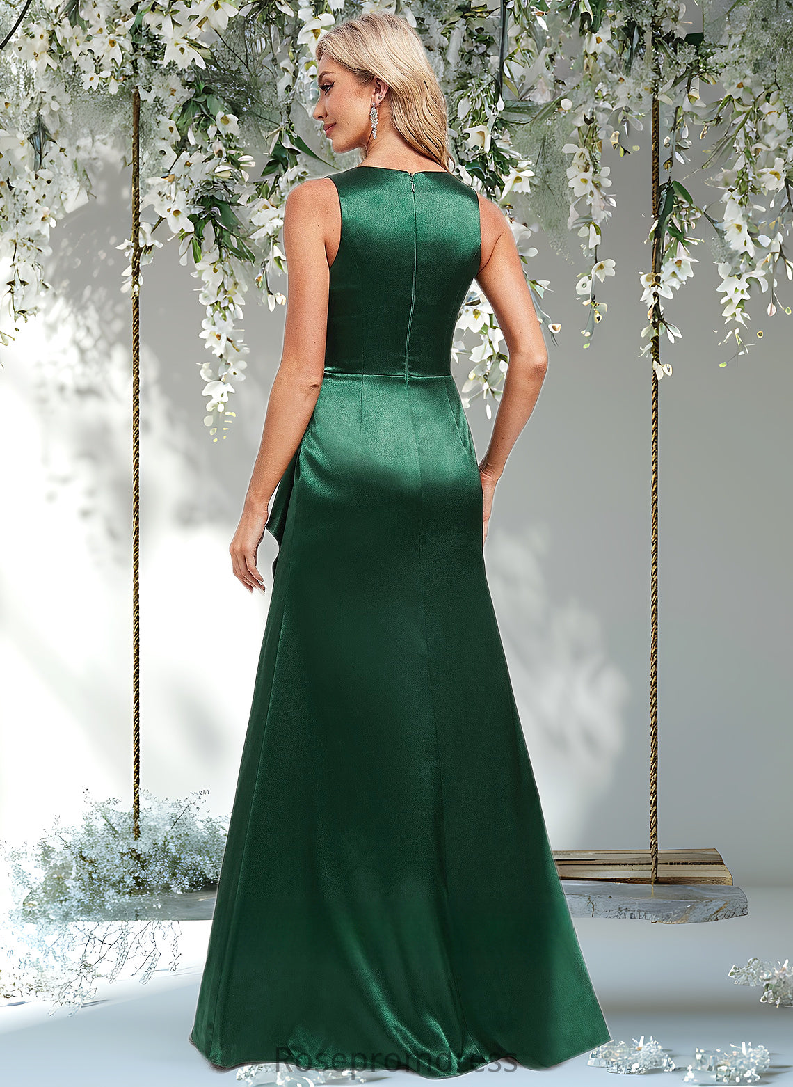 Bridget Trumpet/Mermaid V-Neck Floor-Length Stretch Satin Bridesmaid Dress DSP0025812