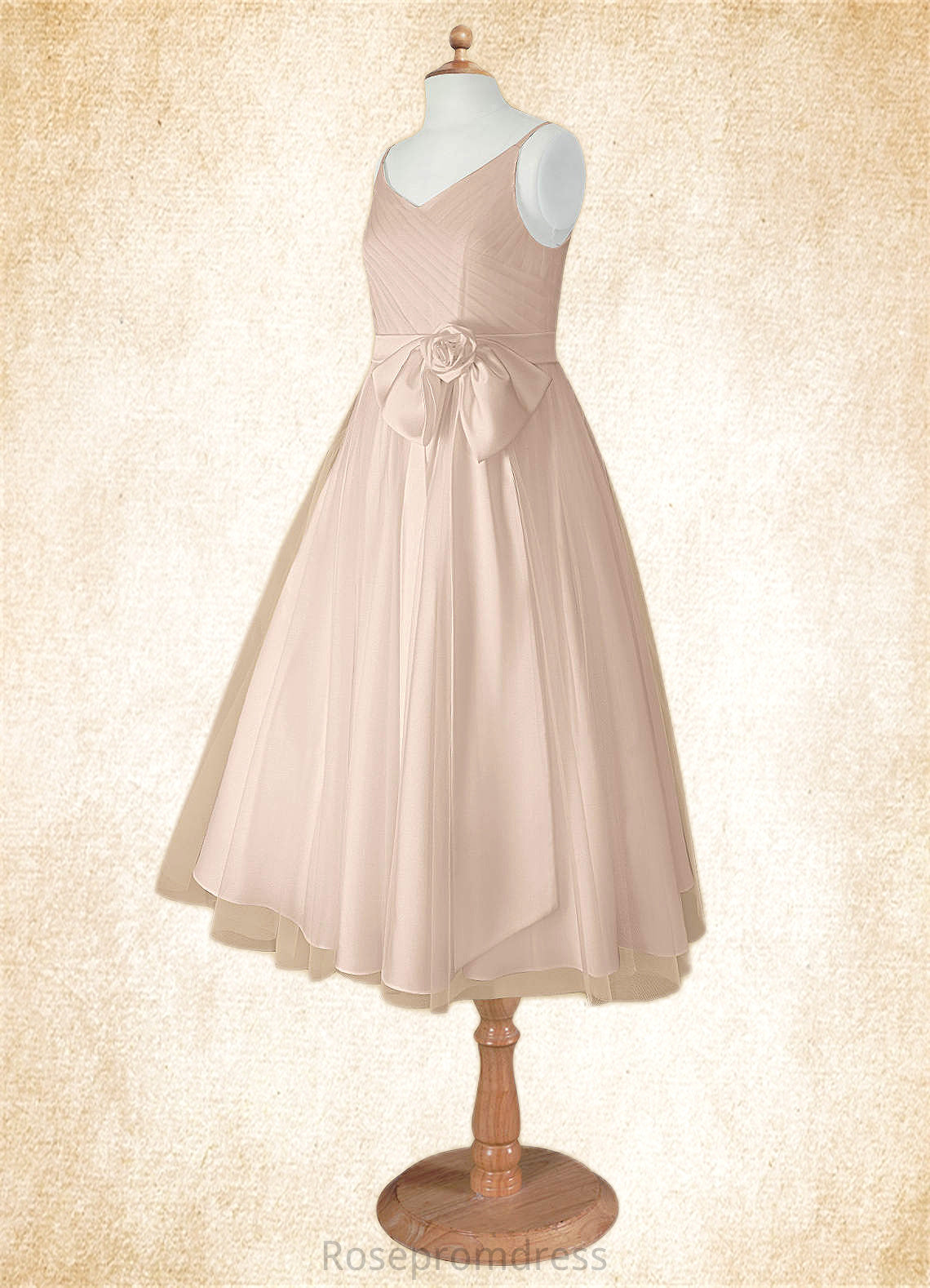 Naima A-Line Pleated Tulle Tea-Length Dress SRSP0020249