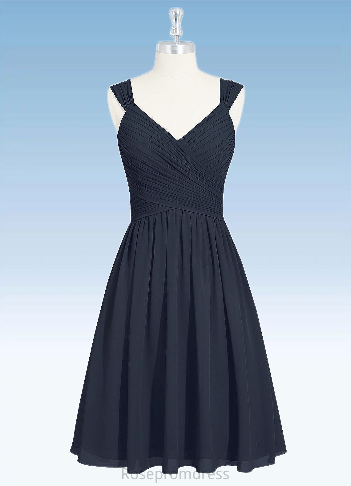 Luna A-Line Pleated Chiffon Knee-Length Dress SRSP0019668