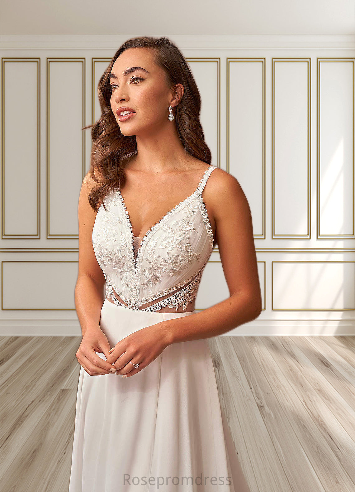 Amy A-Line Sequins Chiffon Chapel Train Dress SRSP0020120