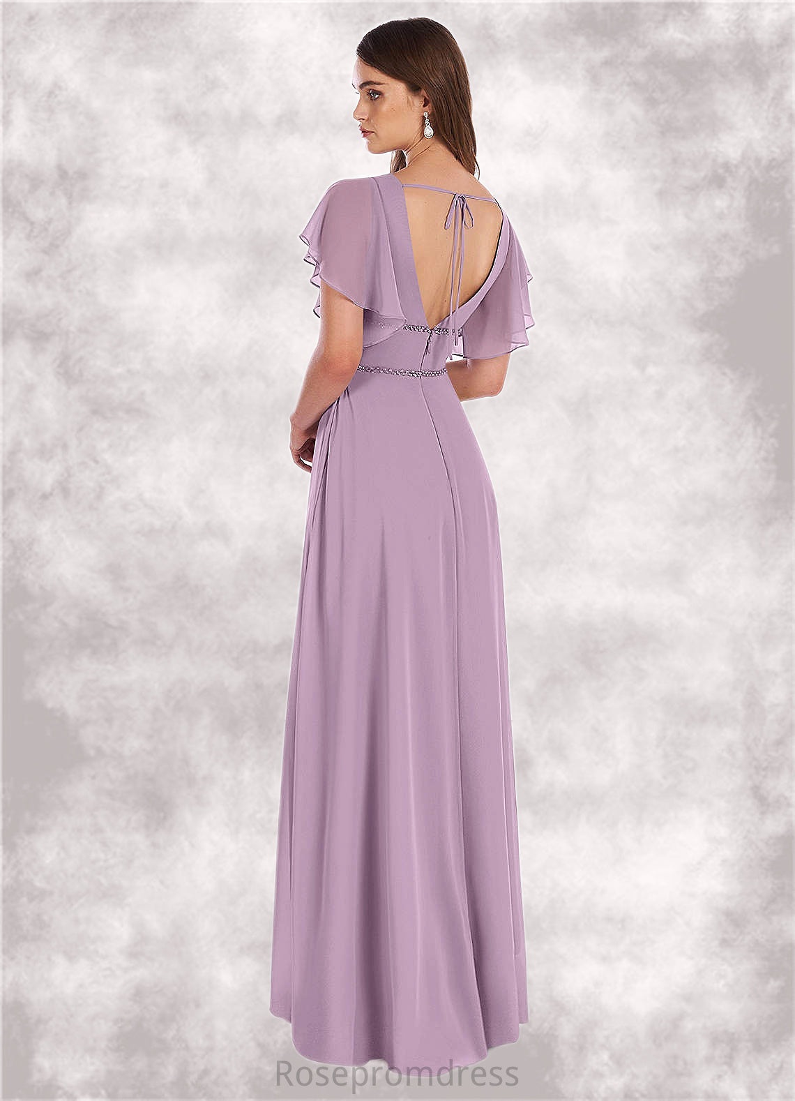 Stacy A-Line Ruched Chiffon Floor-Length Dress SRSP0019716