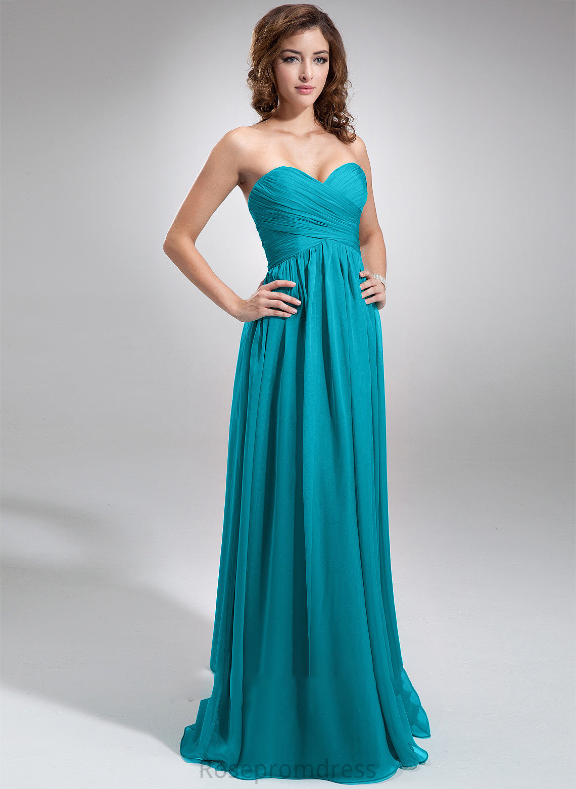 Ruffle Fabric Floor-Length Embellishment Neckline Sweetheart Empire Length Silhouette Carmen A-Line/Princess Natural Waist Bridesmaid Dresses