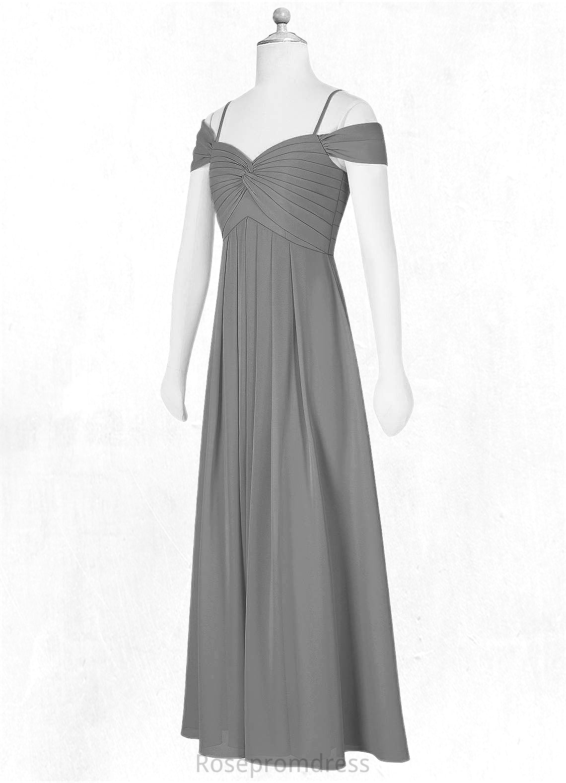 Kaila A-Line Off the Shoulder Chiffon Floor-Length Junior Bridesmaid Dress SRSP0019996