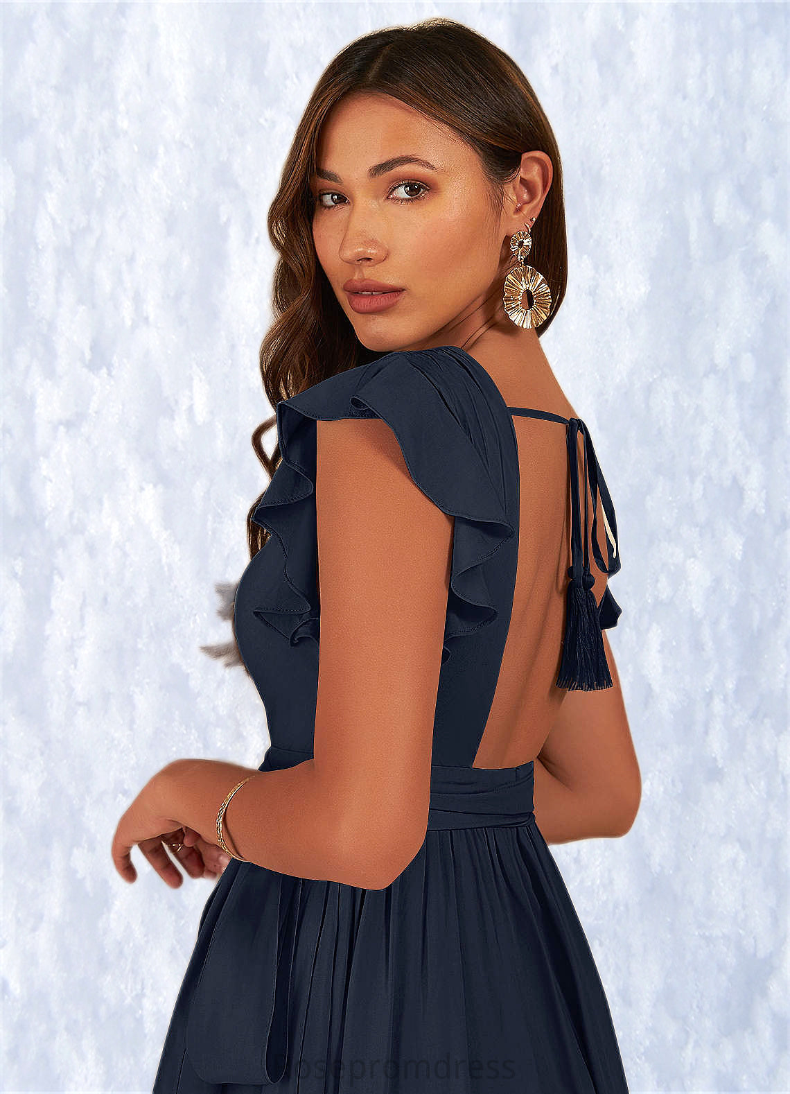 Urania A-Line Pleated Viscose Floor-Length Dress SRSP0019727