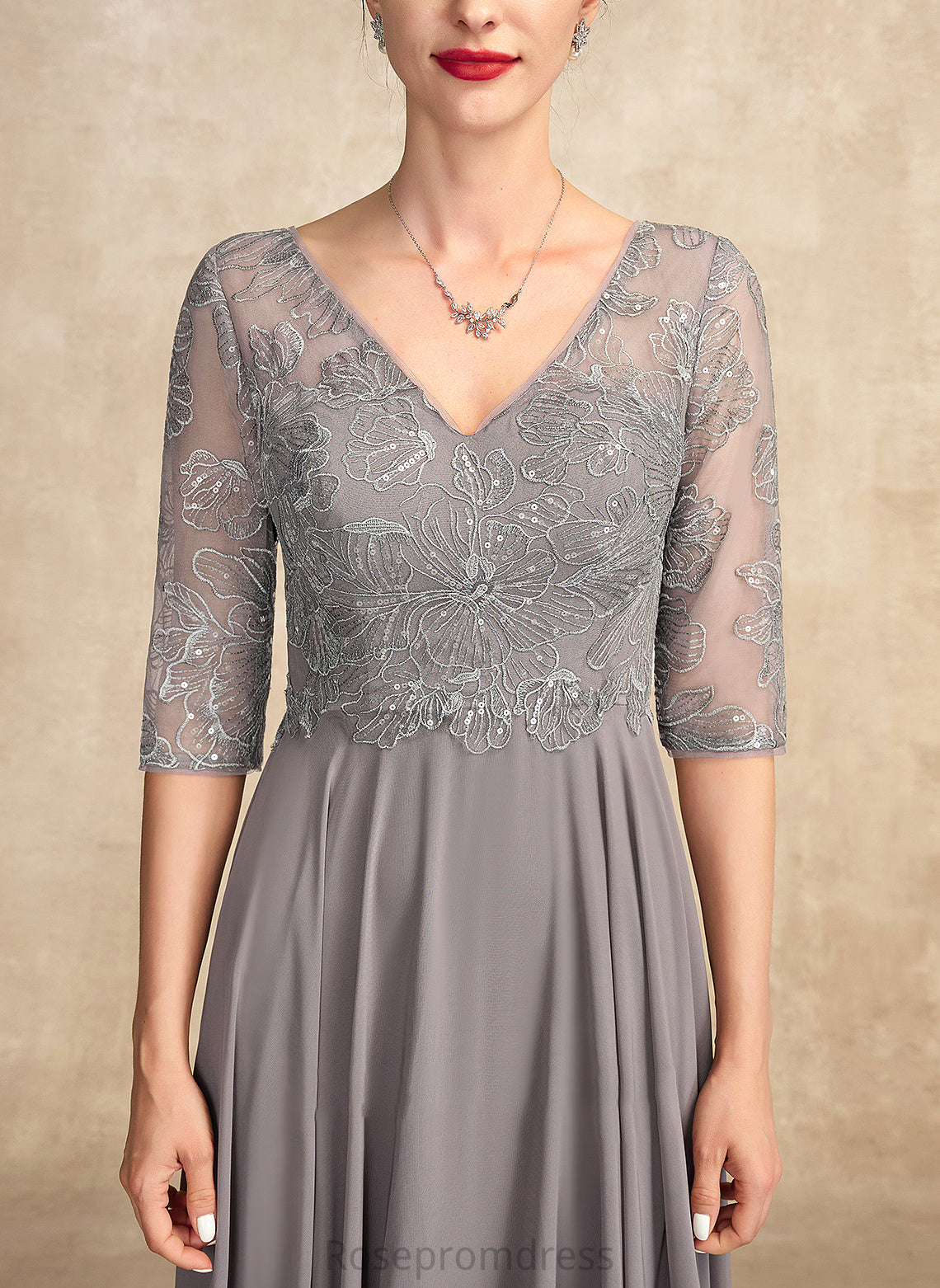 of Dress the Floor-Length Thirza Sequins With Mother Bride V-neck A-Line Mother of the Bride Dresses Chiffon Lace