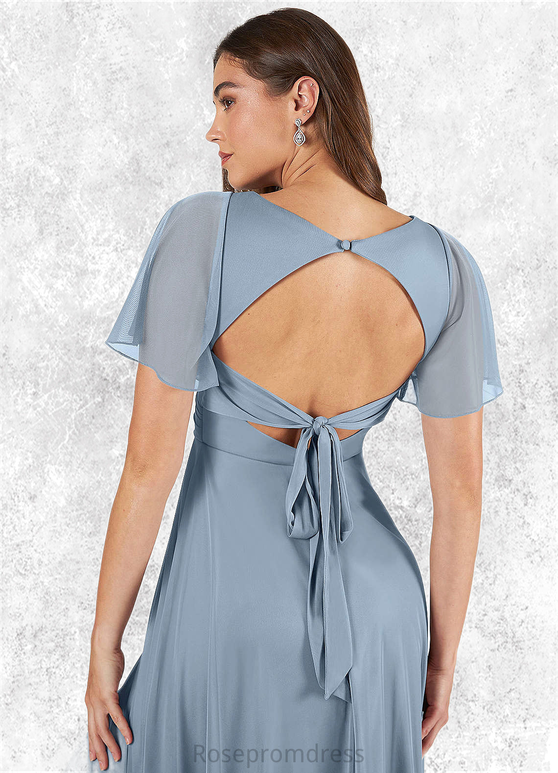 Mabel A-Line Pleated Mesh Floor-Length Dress SRSP0019633