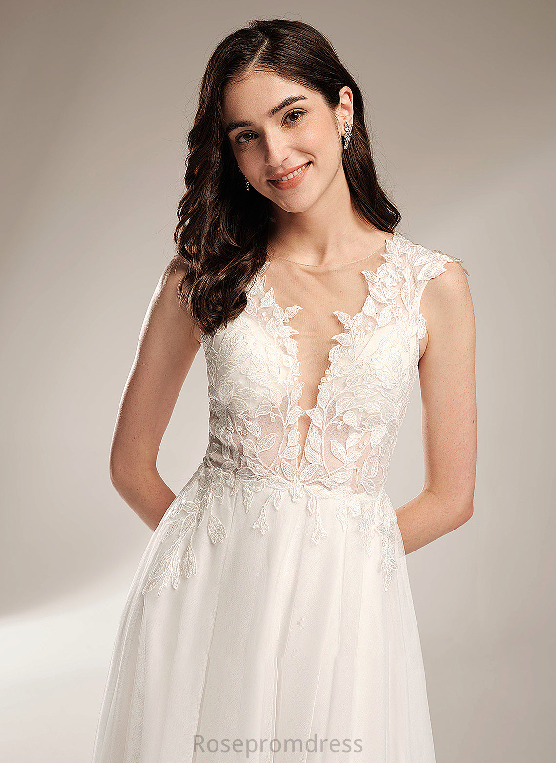 Court Wedding A-Line Sequins V-neck Wedding Dresses Dress Train With Cecilia