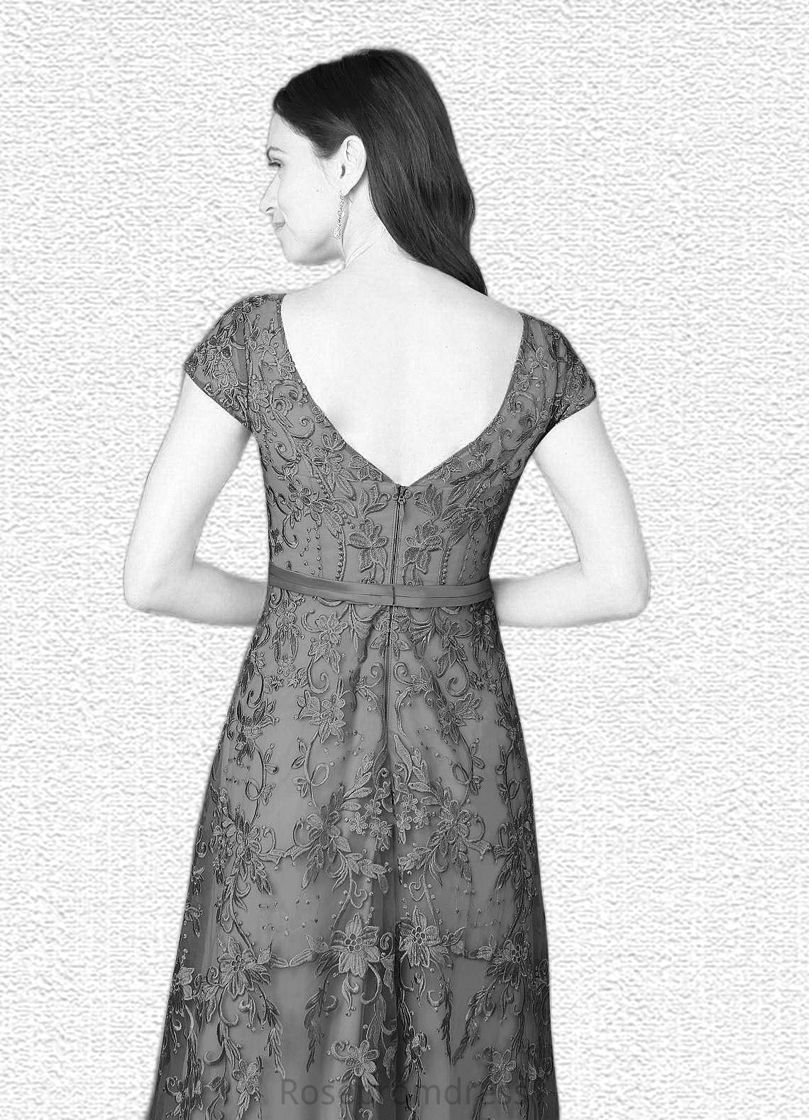Emilia A-Line Lace Tulle Tea-Length Dress SRSP0019839