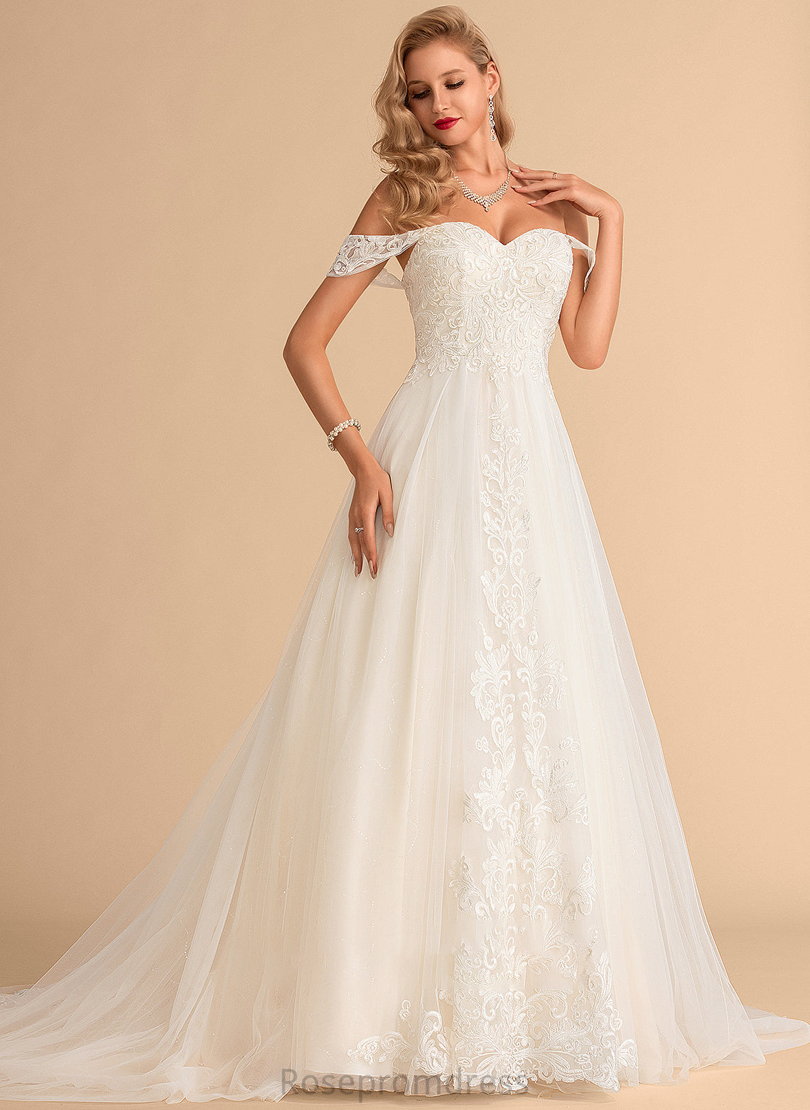 Ball-Gown/Princess Train Tulle Wedding Dresses Chapel Sequins Cherish Wedding Dress Lace With