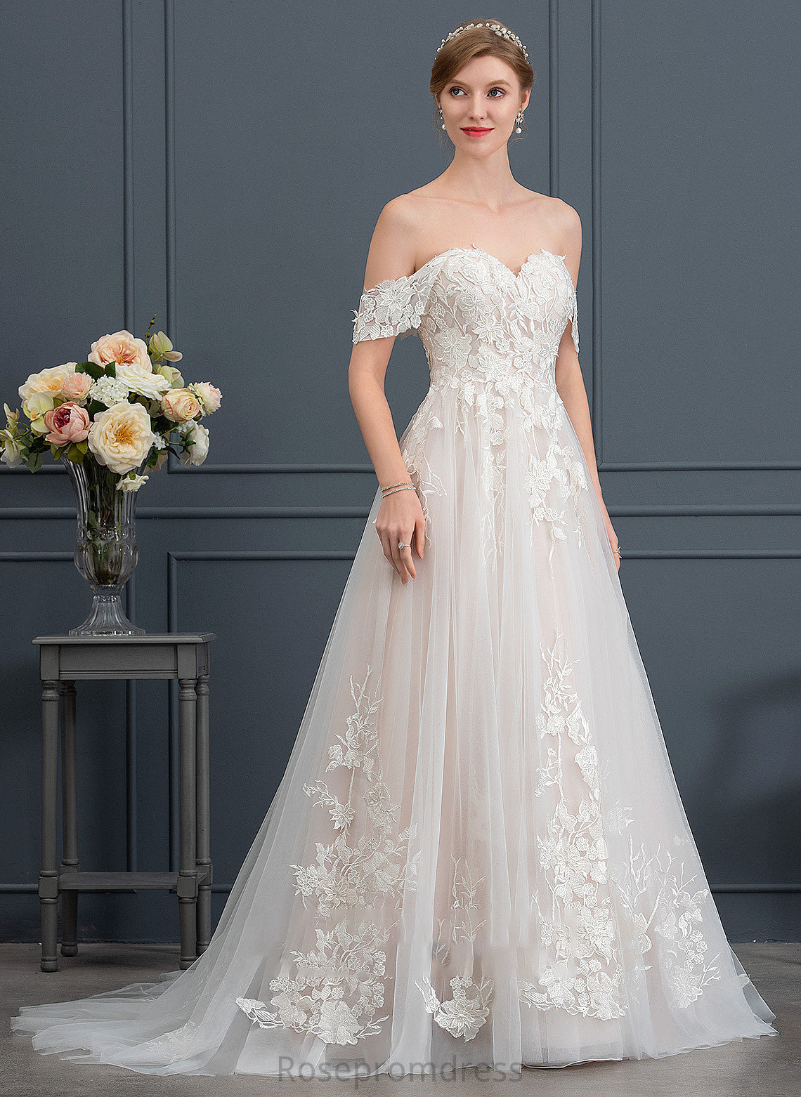 Halle Sweep Tulle Wedding Dresses Sweetheart Train Dress Wedding Ball-Gown/Princess