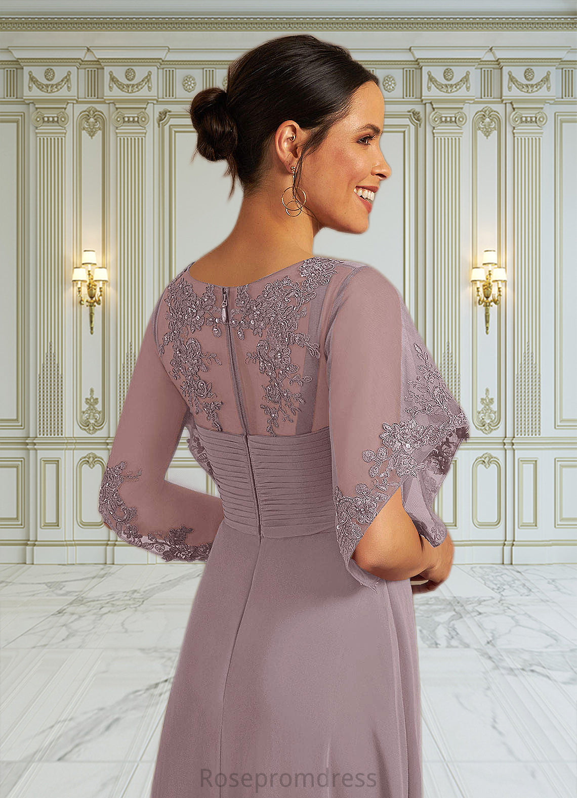 Peyton A-Line Sequins Lace Floor-Length Dress SRSP0019941