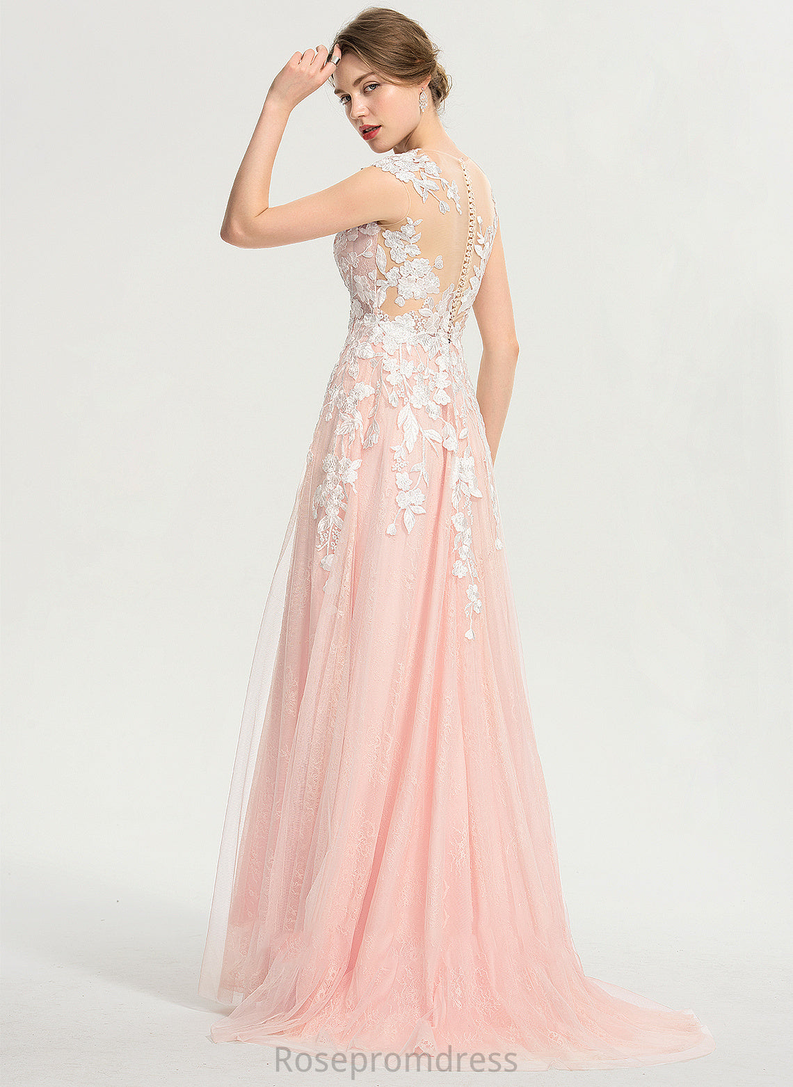 Dress A-Line Neck Wedding Scoop Wedding Dresses Nell Sweep Train Tulle