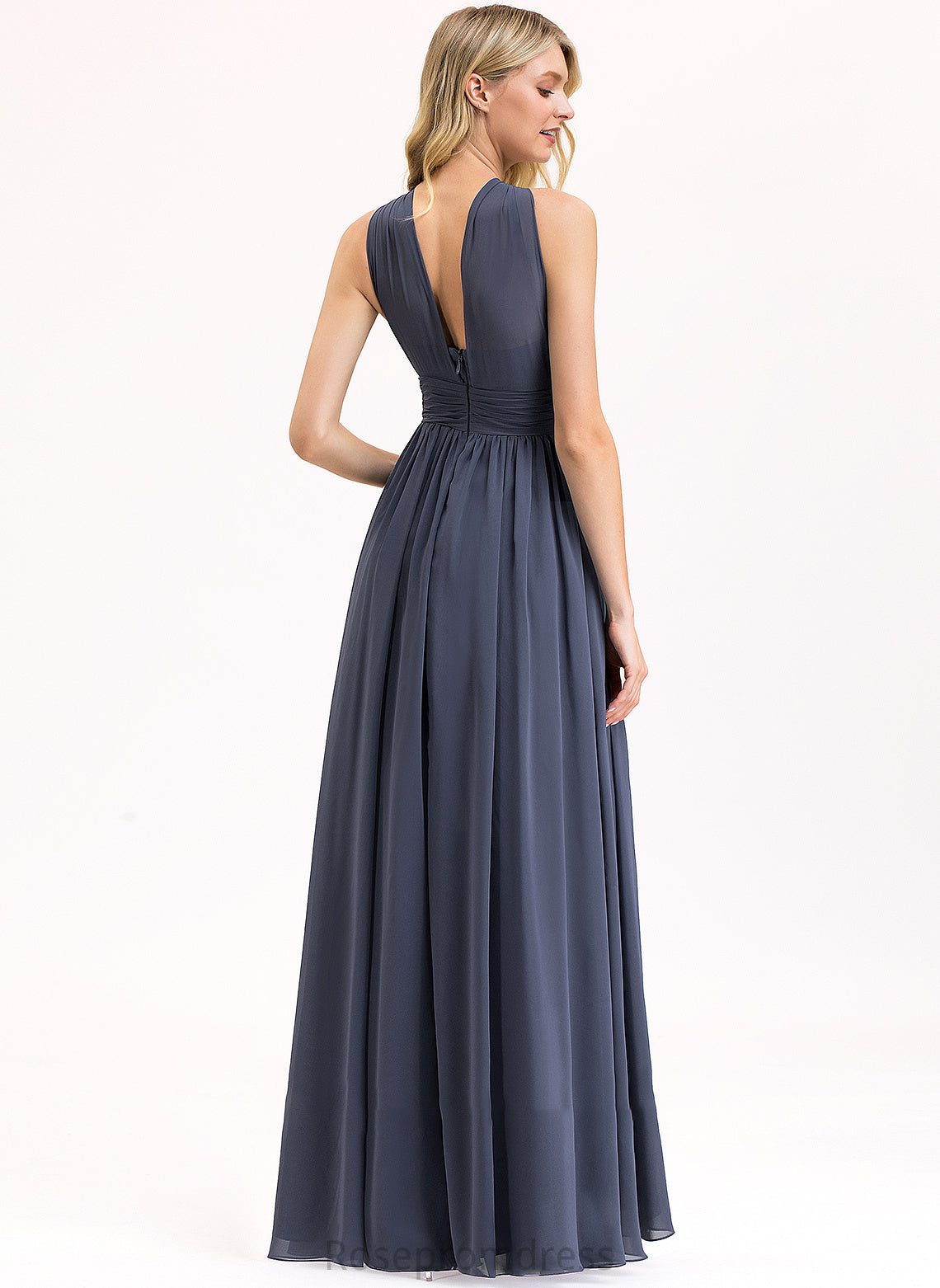 Embellishment Ruffle V-neck Fabric Length SplitFront Silhouette Neckline A-Line Floor-Length Aliana Floor Length Bridesmaid Dresses