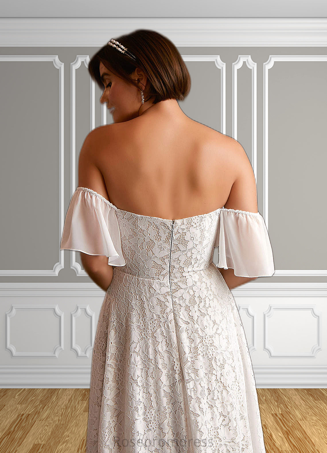 Pru A-Line Off the Shoulder Chiffon Floor-Length Dress SRSP0020087