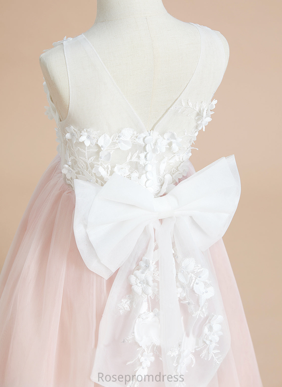Scoop Tulle Lace/Flower(s)/Bow(s) A-Line Hallie Flower Girl Dresses Neck - Flower Girl With Tea-length Sleeveless Dress