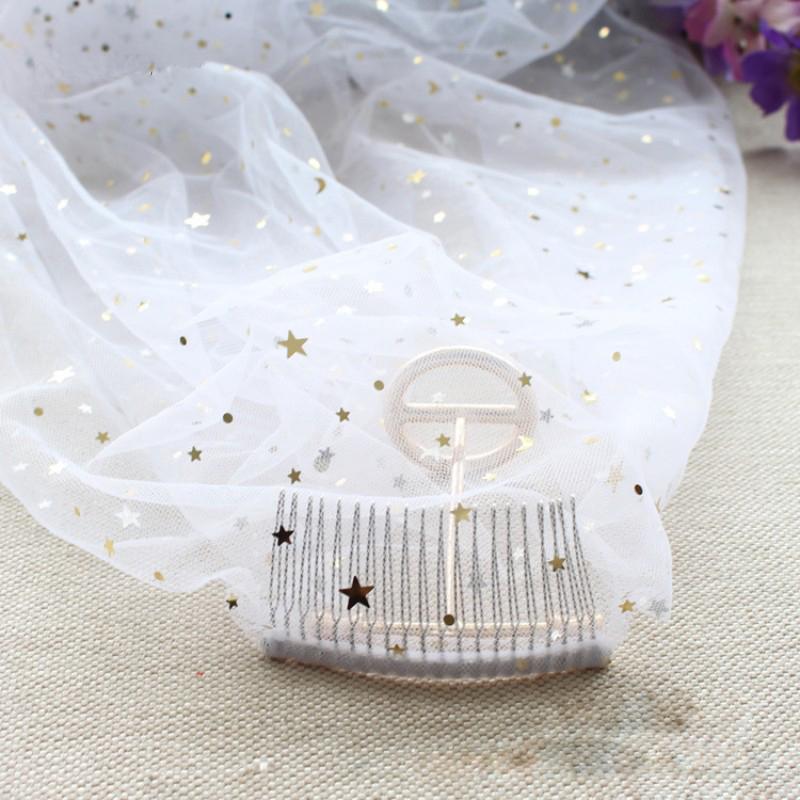 Elegant Short Sequins Tulle Wedding Veils with Stars SRS15580