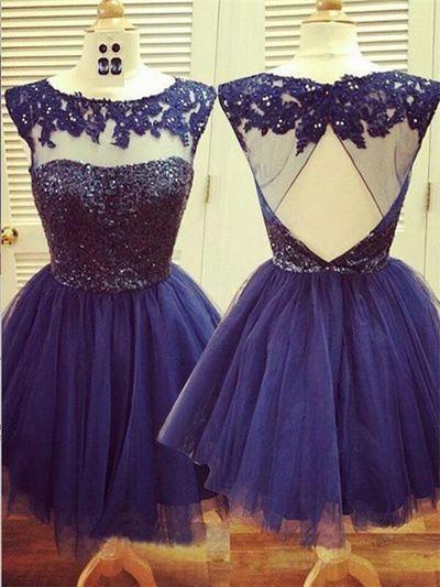 Homecoming Dress Navy Blue Homecoming Dress Short Prom Dress Prom Gown RS438