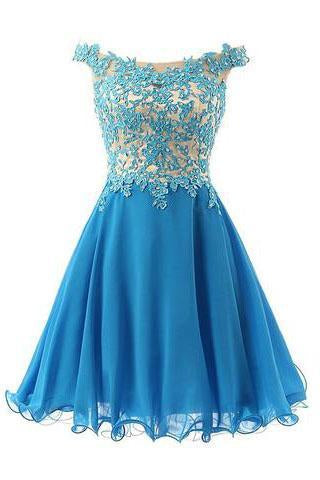 Pretty Straps Lace Party Dresses Bodice Party Dresses Short Applique Prom Dresses RS775