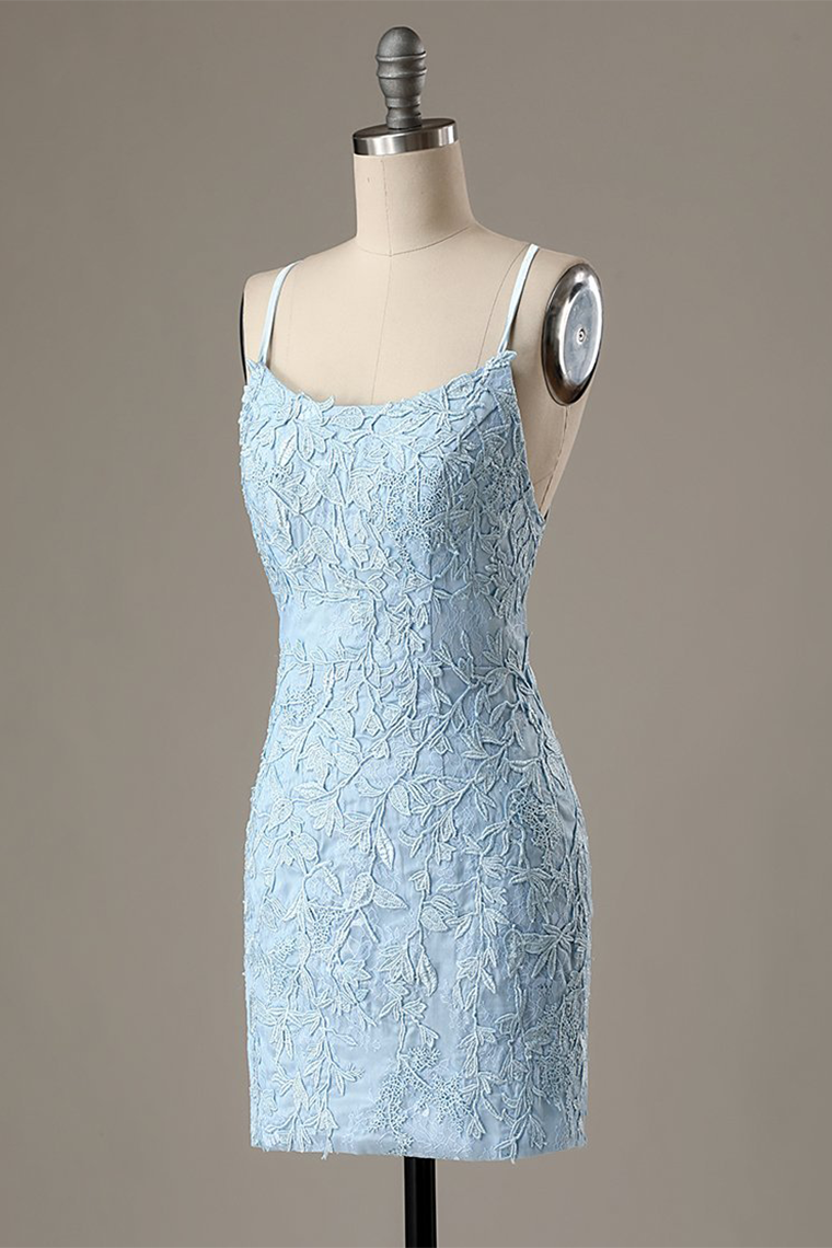 Tight Bodycon Sophia Homecoming Dresses Blue Backless Party Dress