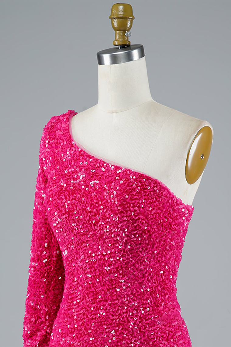 Lucille Homecoming Dresses Sexy Glitter One-Shoulder Sequins Party Dress