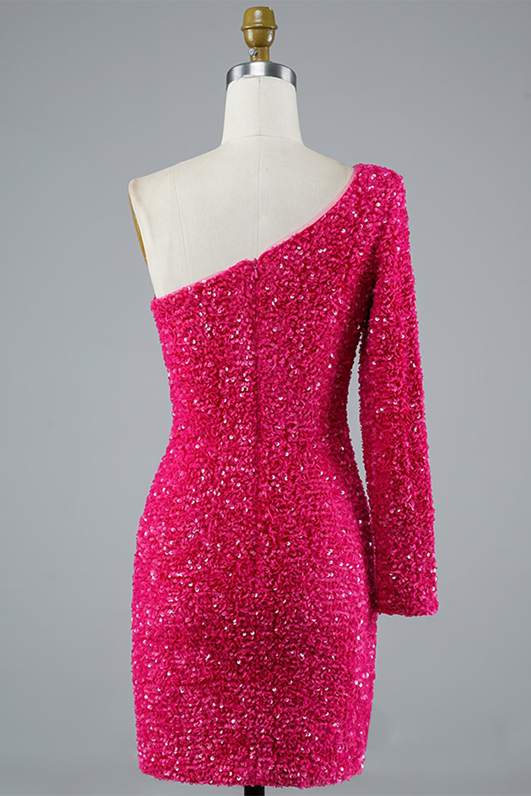 Lucille Homecoming Dresses Sexy Glitter One-Shoulder Sequins Party Dress