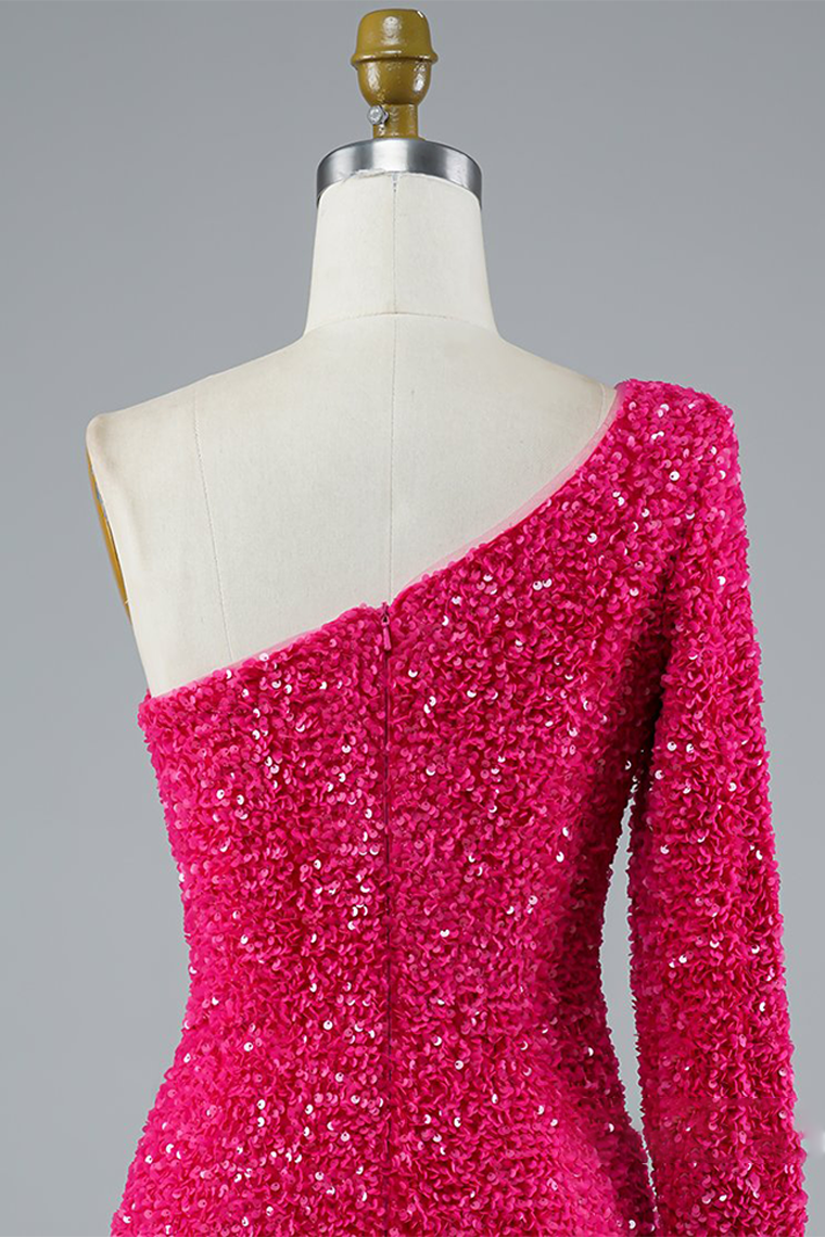 Lucille Homecoming Dresses Sexy Glitter One-Shoulder Sequins Party Dress
