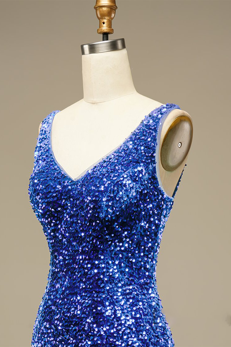 Glitter Blue Sequins Short Prom Dress Party Homecoming Dresses Vera Dress