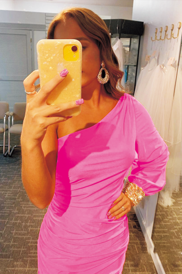 One-Shoulder Tight Short Prom Maud Homecoming Dresses Dress