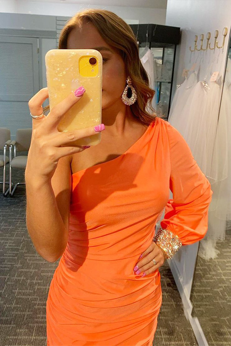 One-Shoulder Tight Short Prom Maud Homecoming Dresses Dress