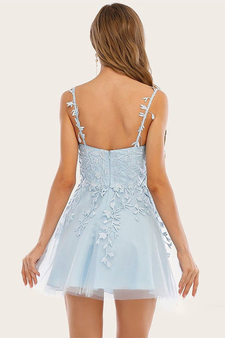 Homecoming Dresses Esperanza Blue With Appliques