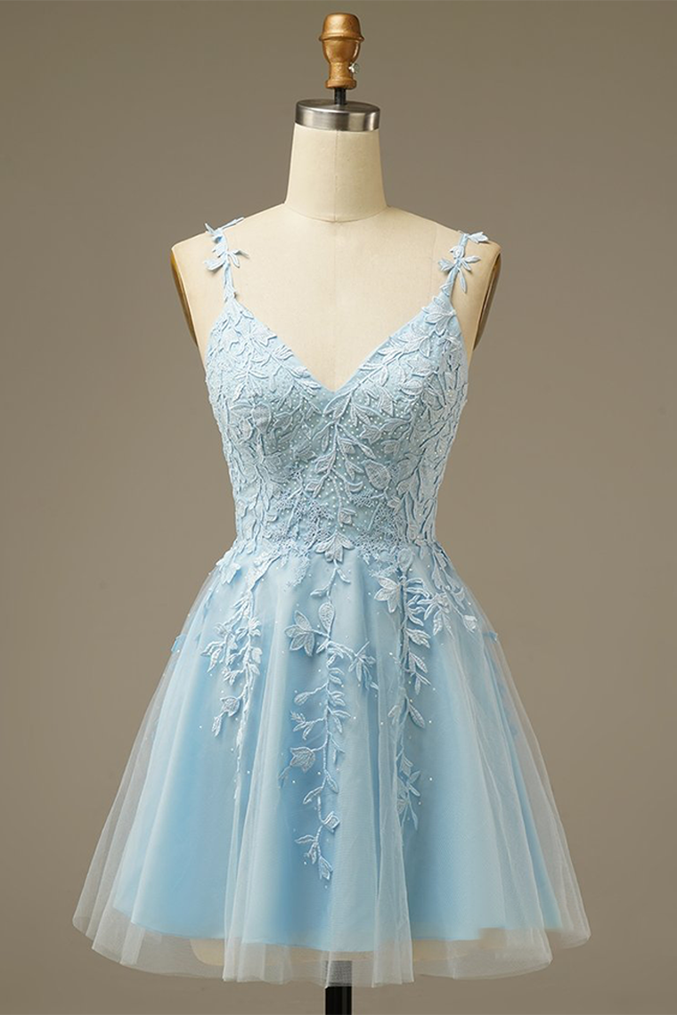 Homecoming Dresses Esperanza Blue With Appliques