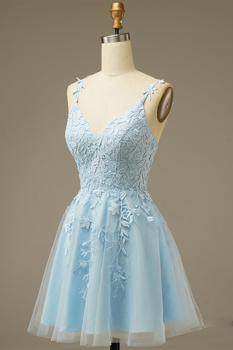 Homecoming Dresses Esperanza Blue With Appliques