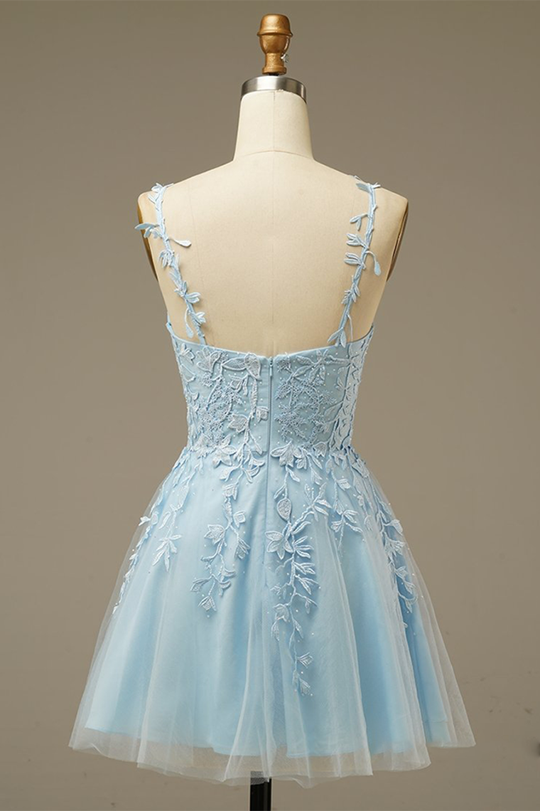 Homecoming Dresses Esperanza Blue With Appliques