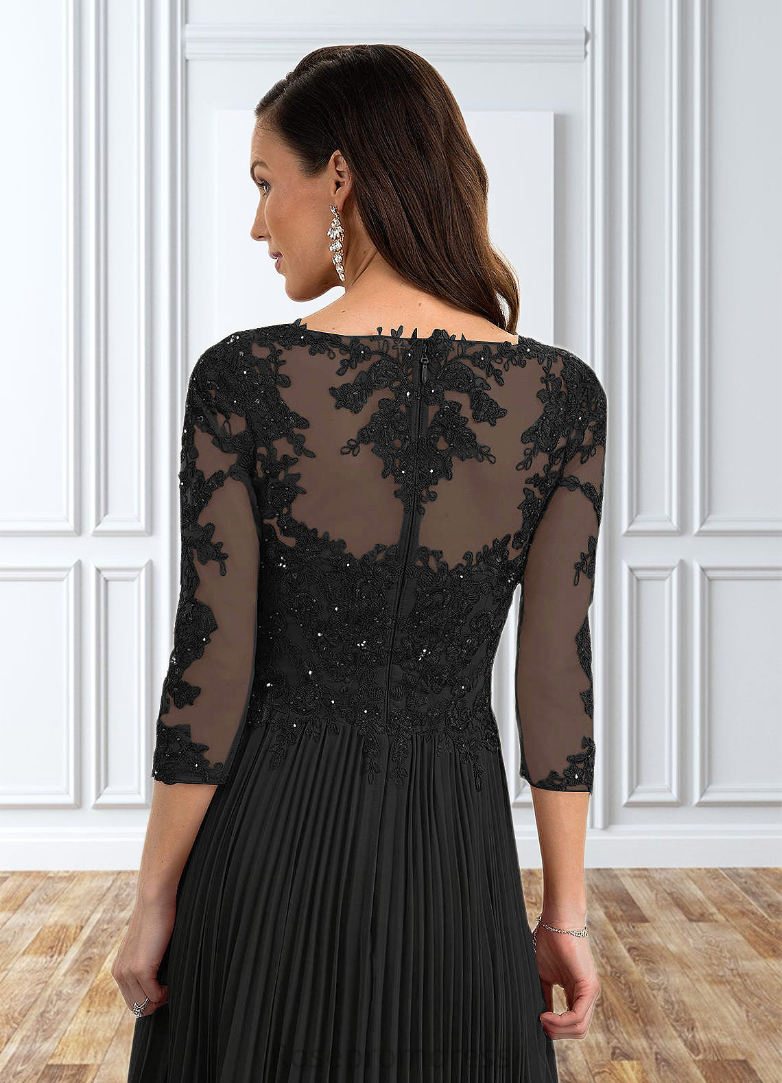 Jane A-Line Sequins Chiffon Floor-Length Dress SRSP0019885