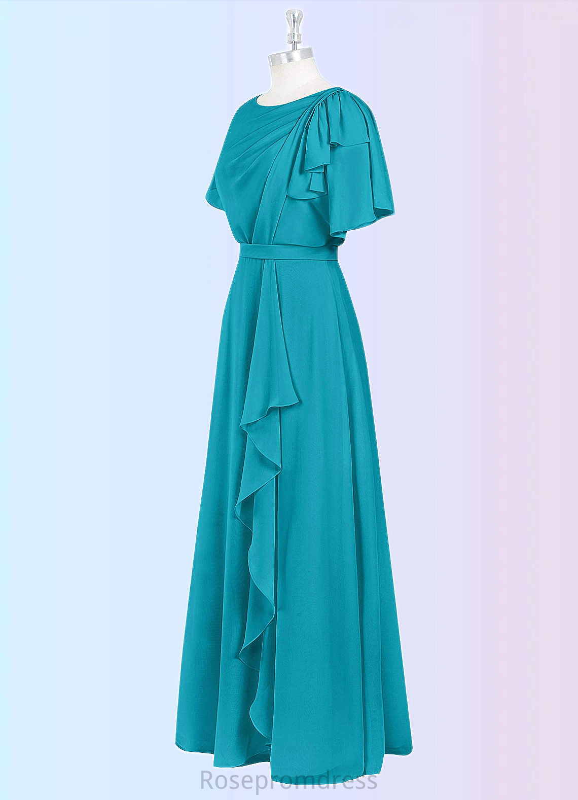 Lilith A-Line Pleated Chiffon Floor-Length Dress SRSP0019677