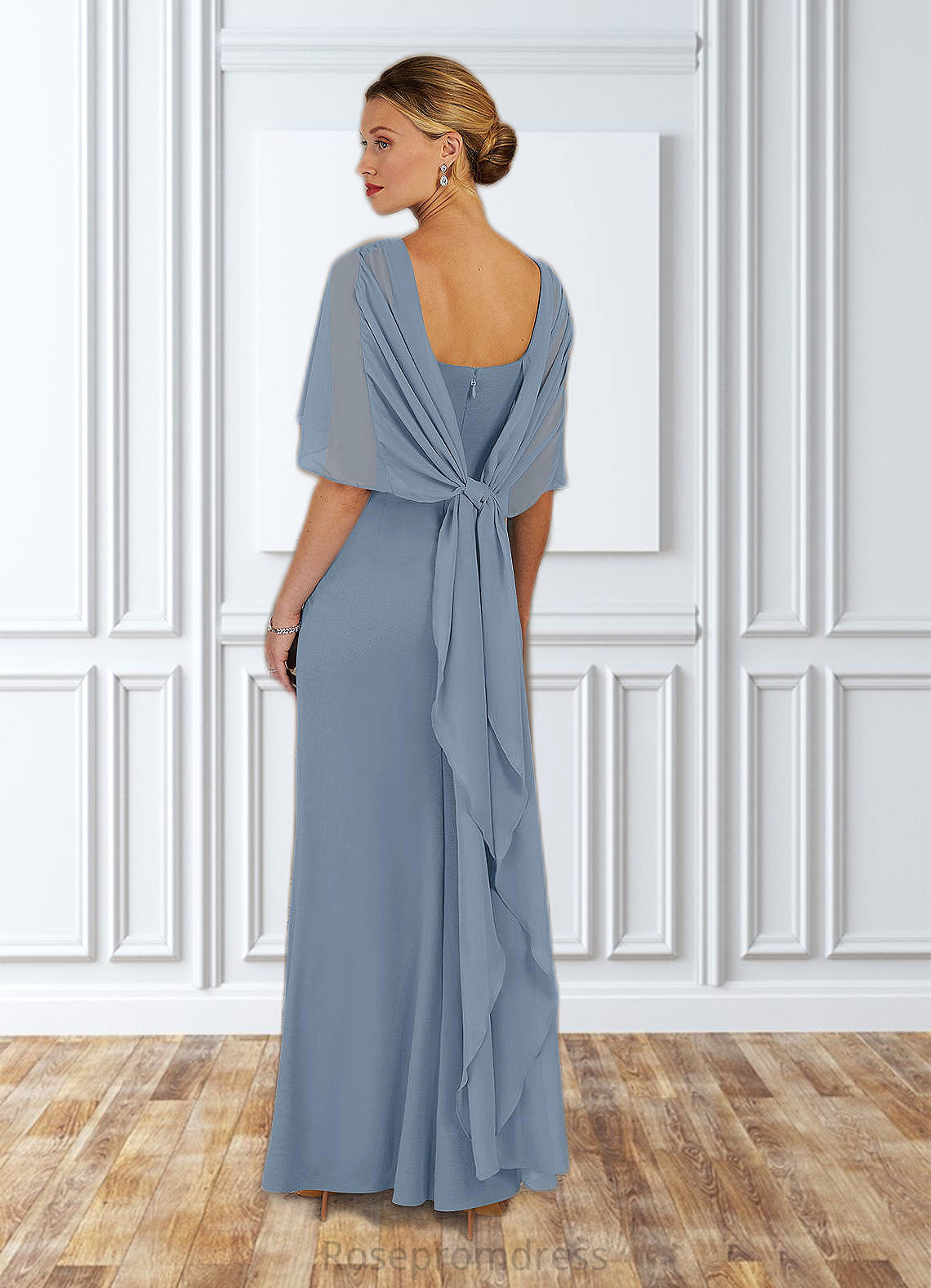 Rosa Sheath Chiffon Floor-Length Dress SRSP0019827