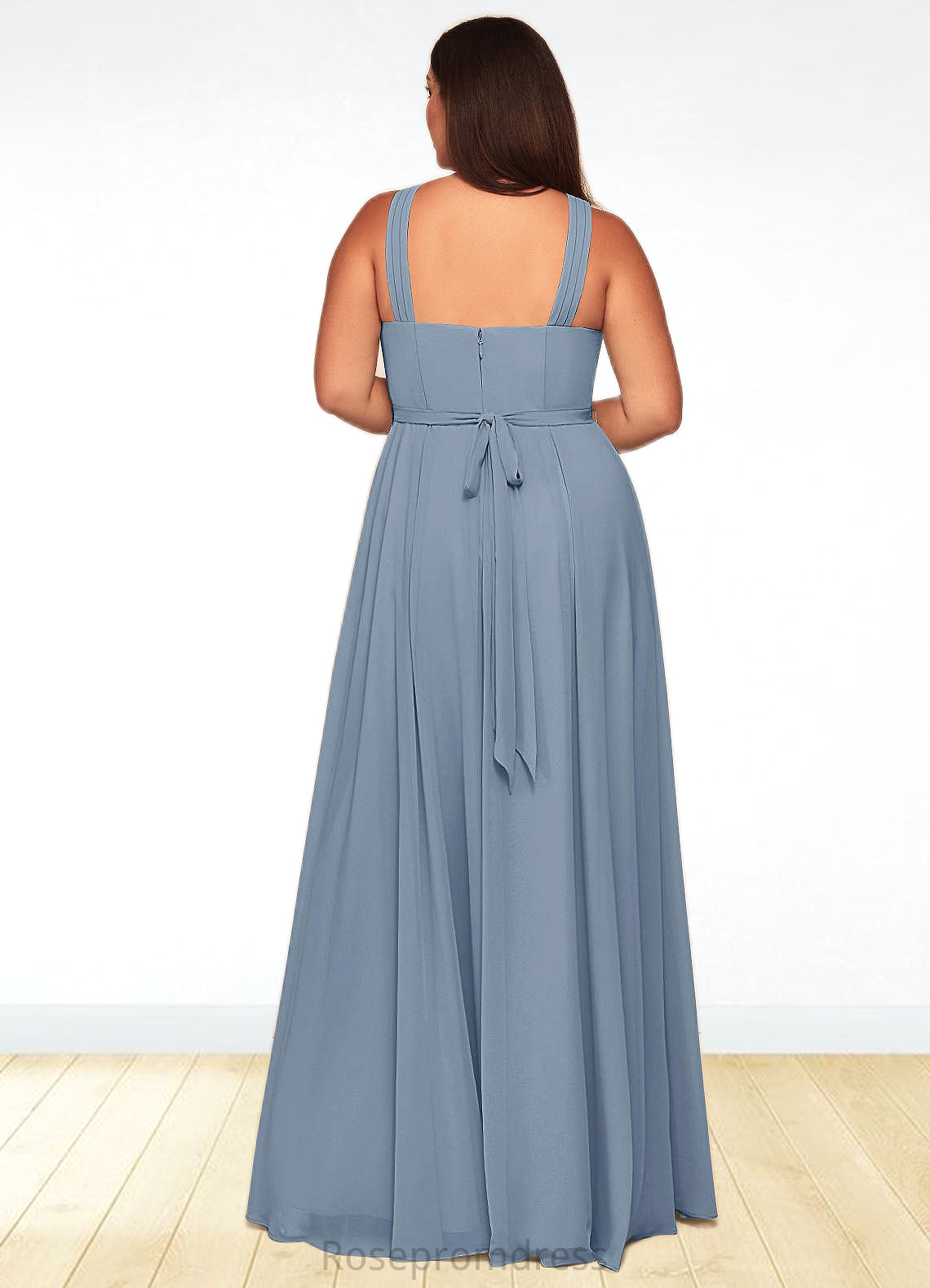 Andrea A-Line Pleated Chiffon Floor-Length Dress SRSP0019638